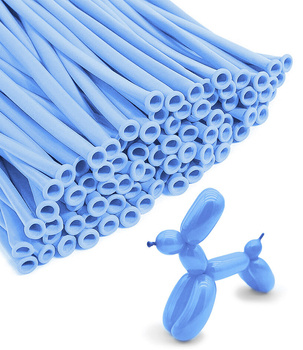 Balony rurki niebieskie pastelowe 100 szt. – Do modelowania kształtów