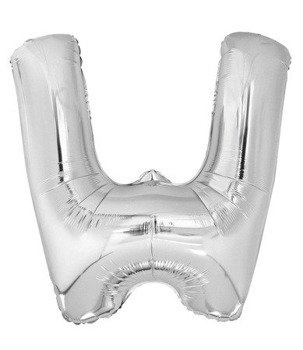 Balon foliowy 100cm - srebrna litera W