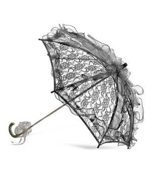 Koronkowa parasolka czarna Long – elegancki dodatek na komunię i ślub