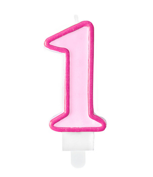 Świeczka urodzinowa różowa cyferka 1 jeden