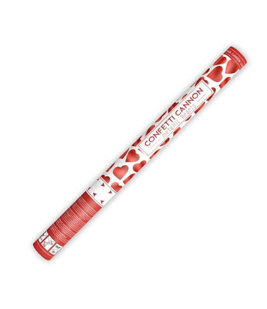 Tuba strzelająca KONFETTI 60cm SERCA- czerwone