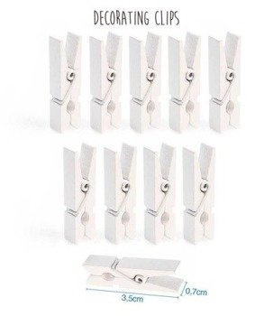 Klamerki spinacze ozdobne 3,5cm x 10szt - białe