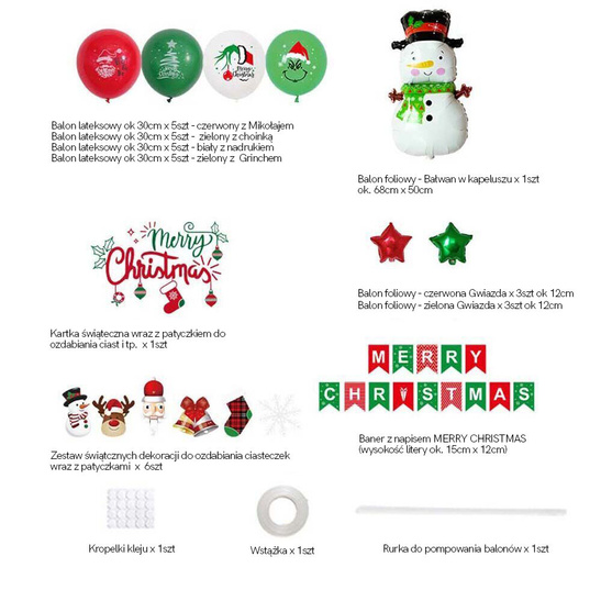 Zestaw ozdób świątecznych z Bałwankiem