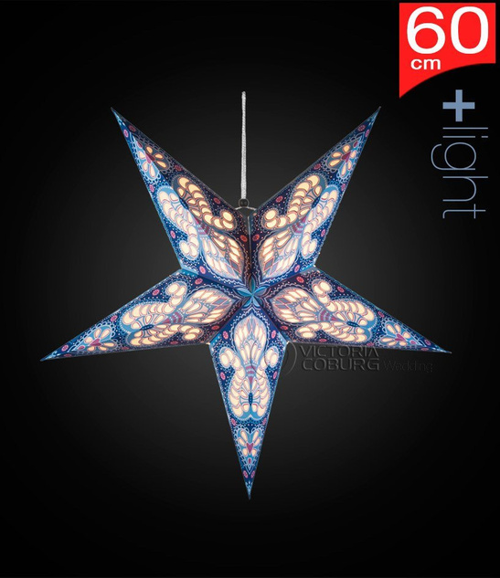 Lampion Gwiazda 60 cm Niebieski Ornament – Ozdoba Świąteczna Wisząca