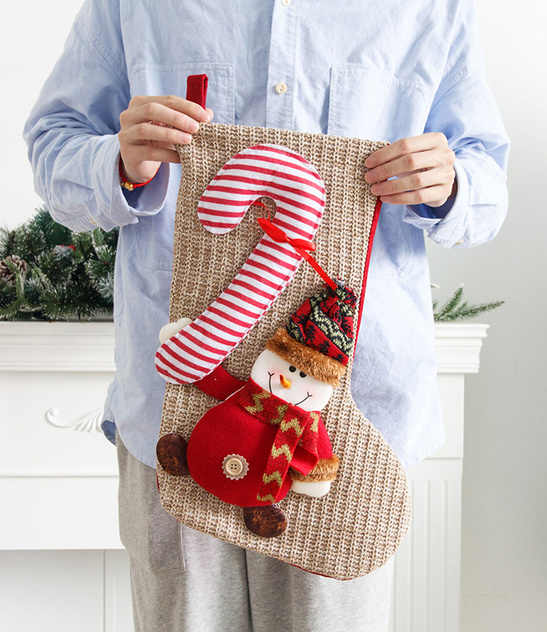 Świąteczna skarpeta na prezenty Bałwanek 23x48 cm – ozdoba świąteczna