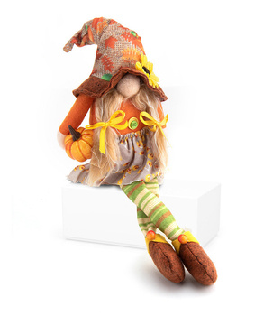 Skrzat krasnal jesienno-świąteczny z dynią 45 cm – dekoracja do wnętrz