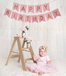Girlanda papierowa baner - HAPPY BIRTHDAY - róż