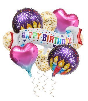 Urodzinowy zestaw balonów 9szt. - fioletowy