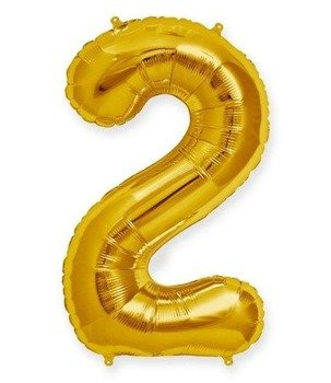 Balon foliowy 100cm - złota cyfra 2