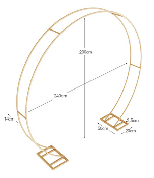 Koło metalowe ŁUK podwójny do dekoracji - 240cm
