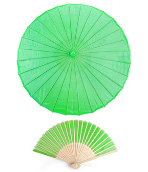 Chińska parasolka + wachlarz - zielony