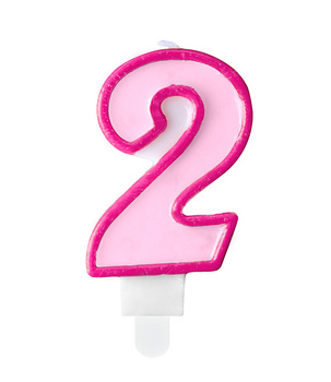 Świeczka urodzinowa różowa cyferka 2 dwa
