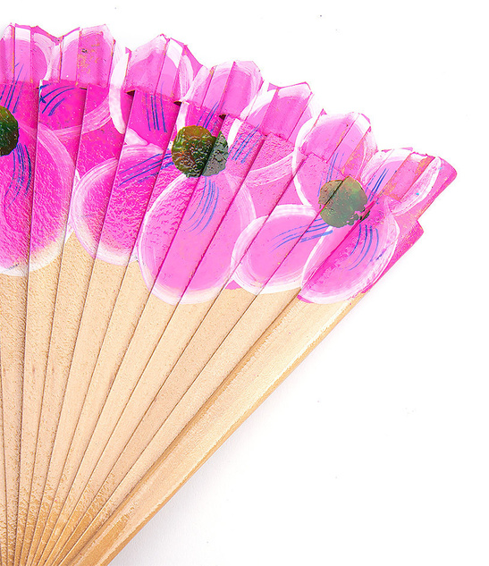 Wachlarz flamenco kwiaty - różowy