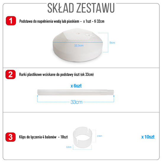 ZESTAW do tworzenia kolumny balonowej 180cm