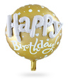 Balon foliowy 3D złoty HAPPY BIRTHDAY