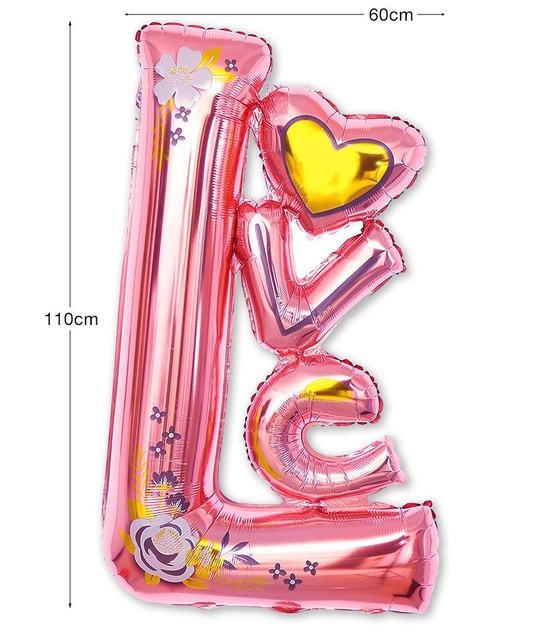 Balon foliowy napis LOVE 110cm - różowy