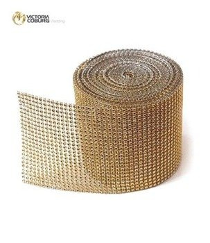 Taśma z cyrkoniami 12cm x 1m - ecru