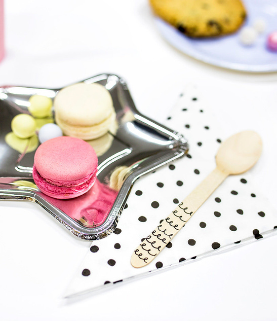 Sztućce drewniane czarny wzorek 18szt