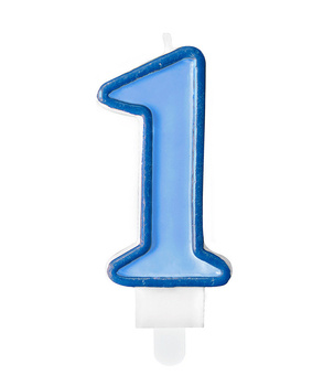 Świeczka urodzinowa niebieska cyferka 1 jeden