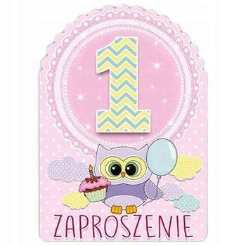 Zaproszenie na roczek  - różowe sówki