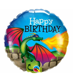 Balon foliowy Happy Birthday Smok 46 cm – Dekoracja na Urodziny