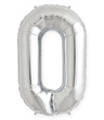 Balon foliowy 100cm - srebrna cyfra 0