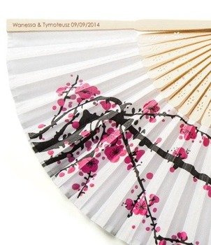 Wachlarz jedwabny z PERSONALIZACJĄ - kwiaty