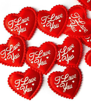Serduszka materiałowe I LOVE YOU - 10szt.