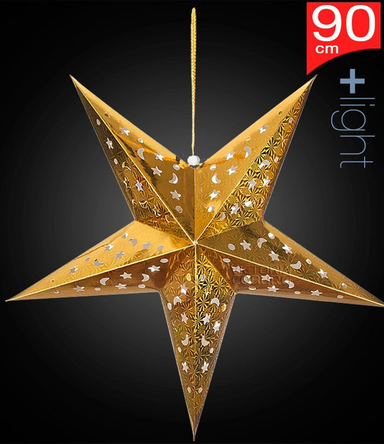 Lampion Gwiazda 90 cm Złota – Dekoracja Świąteczna, Ozdoba Wisząca