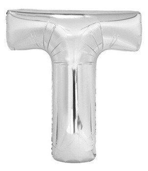 Balon foliowy 100cm - srebrna litera T