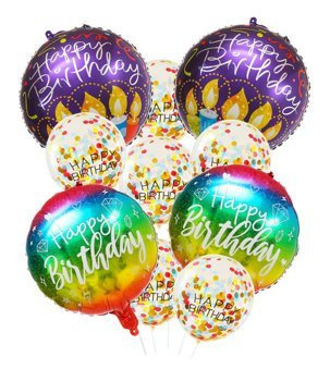 Urodzinowy zestaw balonów 10szt. - tęczowy