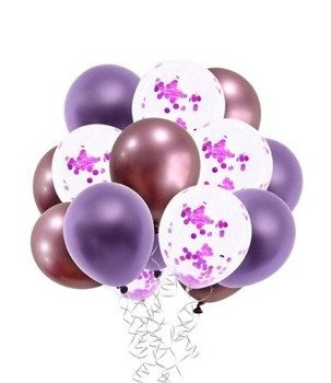 Balony metaliczne zestaw fiolet - 15szt