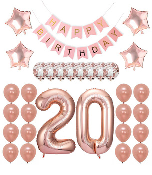 Zestaw urodzinowy ROSE GOLD 20 urodziny
