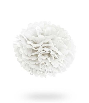 Pompon z bibuły 30cm - biały