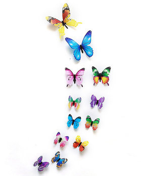 Naklejki 3D MOTYLKI MIks, 12 szt., dekoracja wnętrz i ogrodów