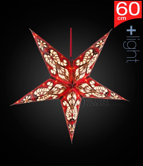 Lampion Gwiazda 60 cm Czerwony Ornament – Ozdoba Świąteczna Wisząca