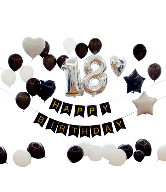 Zestaw balonów na 18 urodziny czarny - 27szt.