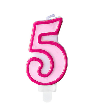 Świeczka urodzinowa różowa cyferka 5 pięć