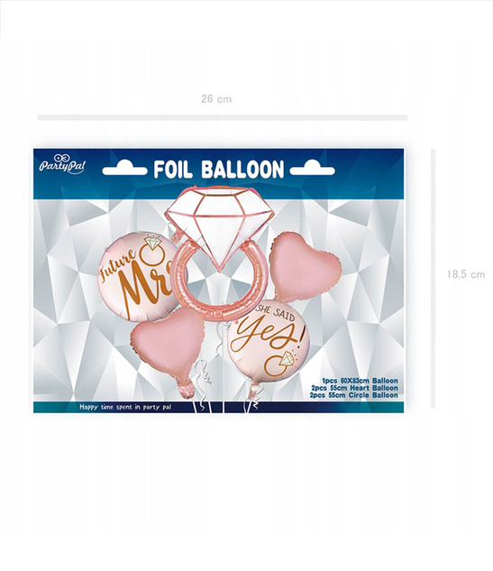 Balony foliowe na wieczór panieński, zestaw 5 szt. – różowe, rose gold
