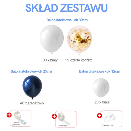 Zestaw do tworzenia GIRLANDY BALONOWEJ 105szt.