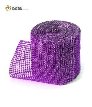 Taśma z cyrkoniami 12cm x 1m - fiolet