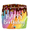 Balon foliowy Happy Birthday Tęczowy Tort Qualatex 45 cm