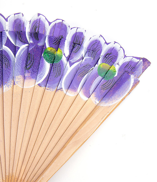 Wachlarz Flamenco kwiaty Fiolet– Ręcznie Malowany, 21 cm, Hiszpański