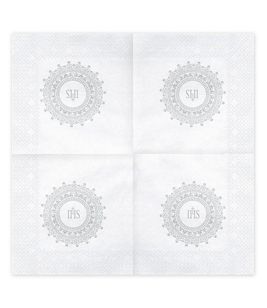 Serwetki I Komunia Święta - IHS srebrne 20szt