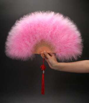Puszysty Wachlarz z Piór Marabuta duży - różowy