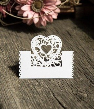 Wizytówka winietka SERCE LASER biała 10szt.