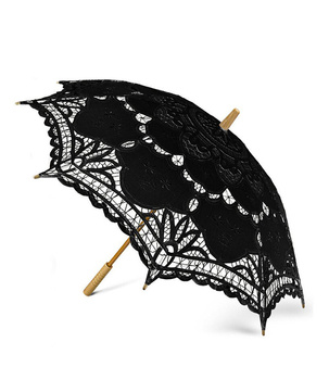 Czarna Parasolka Ślubna Classic Lace – elegancki dodatek z koronką