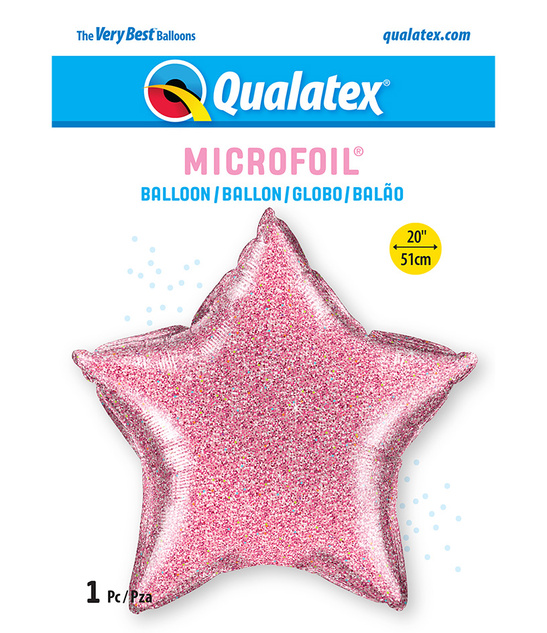 Balon foliowy Gwiazda Brokatowa różowy 51 cm – dekoracja Qualatex