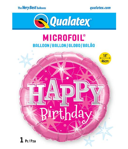 Balon foliowy Birthday Pink Sparkle Qualatex 46 cm