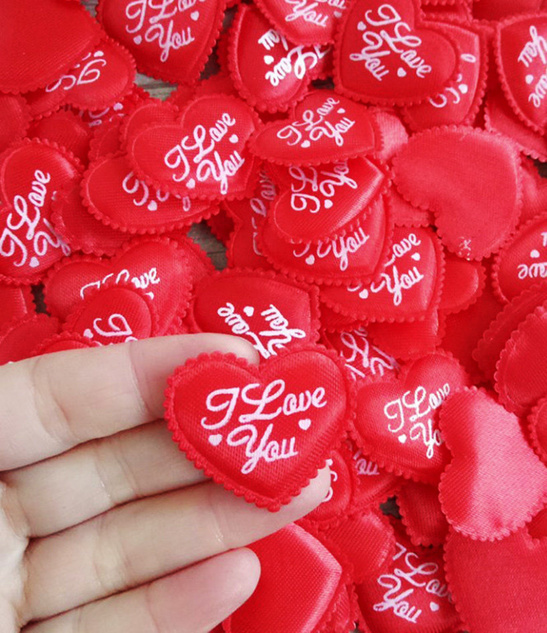 Serduszka materiałowe I LOVE YOU - 10szt.